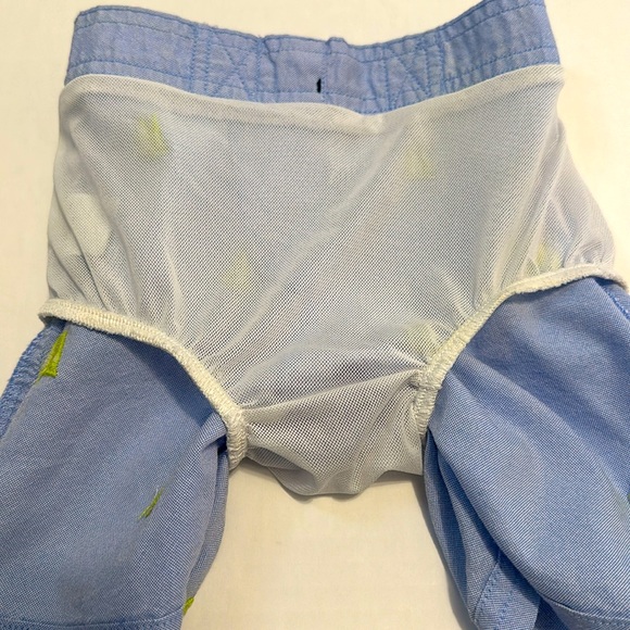 Janie and Jack Boys Swim Trunks 18/24 VGUC Chambray Sailboats Lined Elastic - Picture 5 of 5